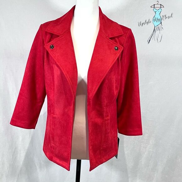 NYCC red faux suede blazer jacket size small NWT - Picture 2 of 7